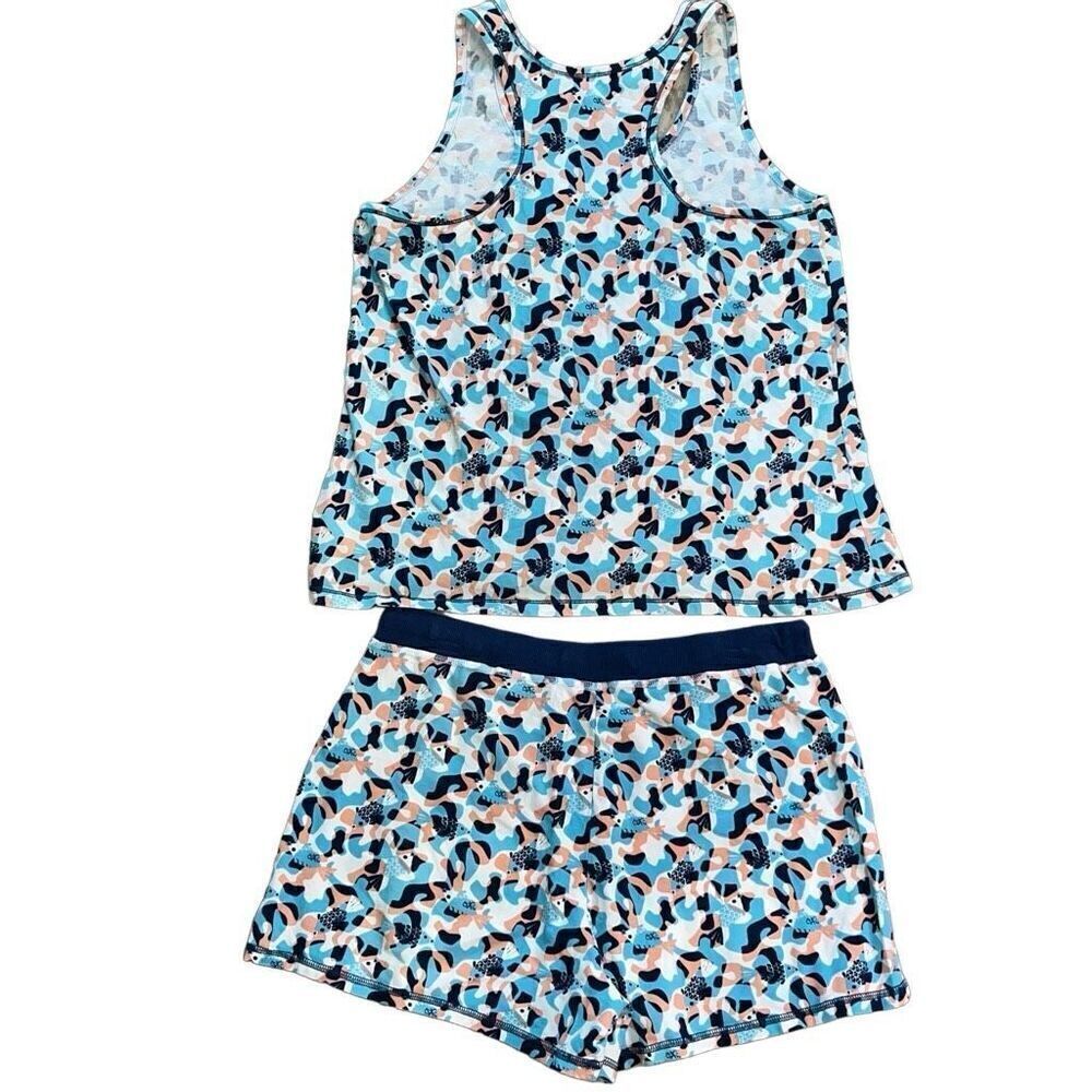 Natural Reflections Womens Tank Top Drawstrings Shorts Large Blue 2 Piece Set